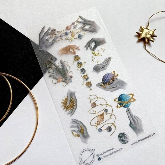 3 for $15 - Planetary Hands Stickers - 1 Celestial Sticker Sheet - NEW - Picture 3 of 3